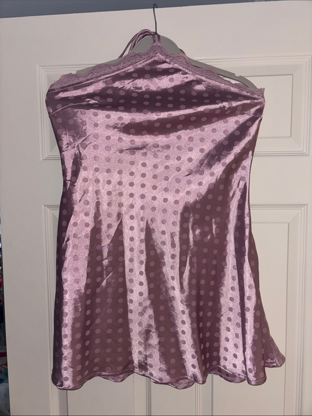 Floerns Women’s Polka Dots Halter Neck Satin Mini Dress Dusty Pink